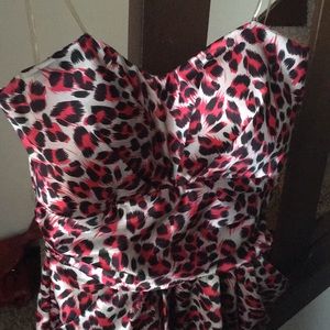 Pink, black, and cream dress. Size 8 in women’s.